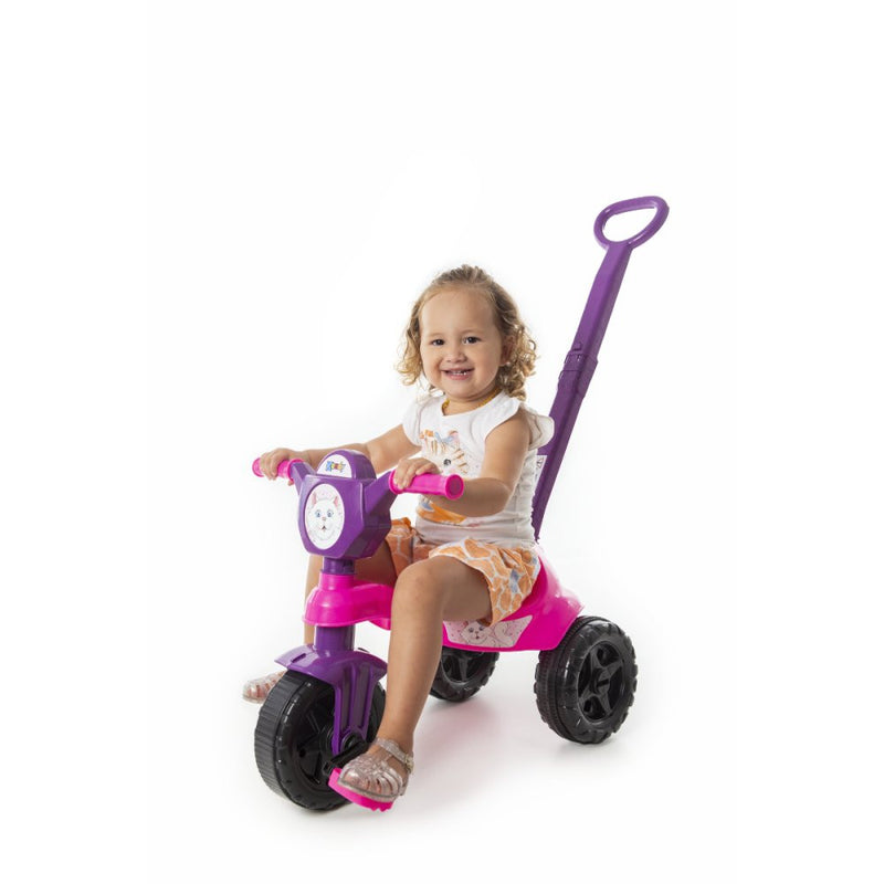 Carrinho de passeio/Pedal infantil Kemotoca Gatinha c/Haste