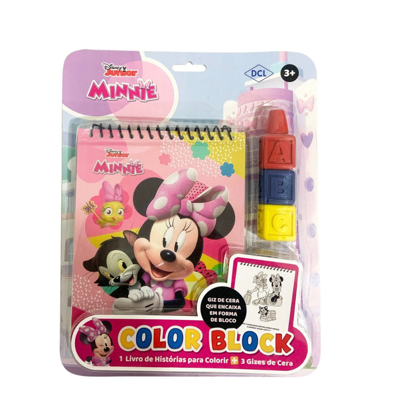 Livro Infantil Minnie para Colorir com 3 Gizes de Cera em Bloco